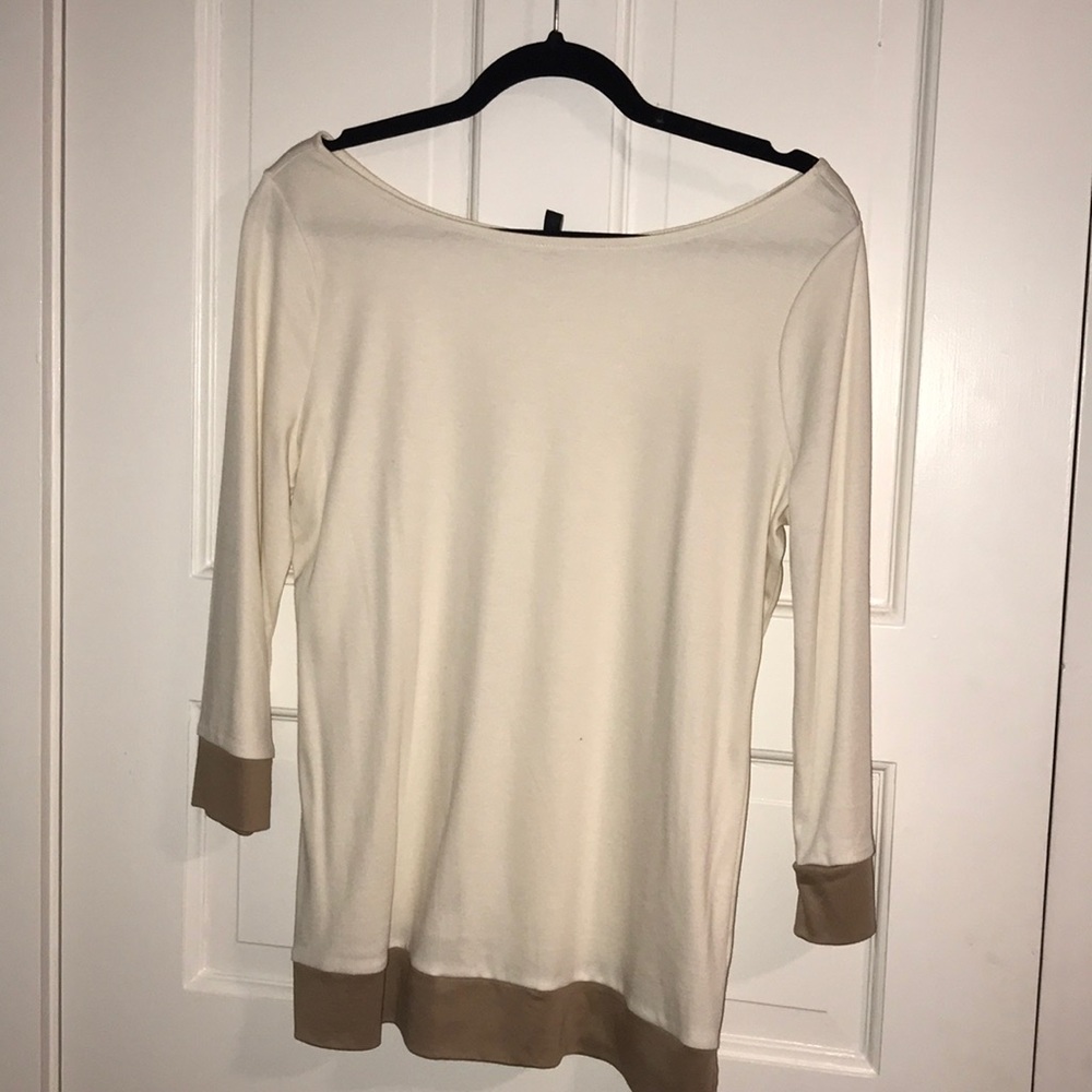 cream and tan shirt